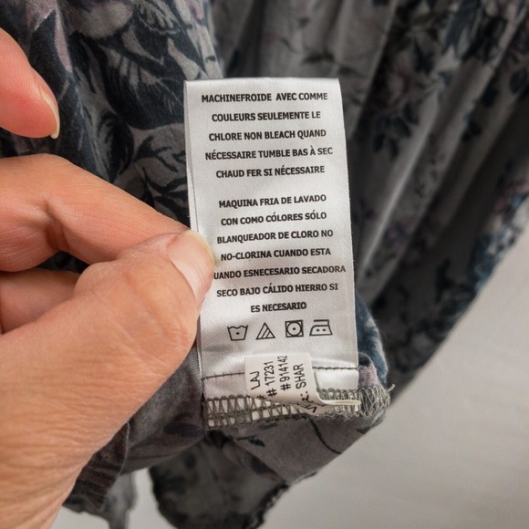 Natural Reflections Womens Floral Collared Shirt Size L Gray 100% Cotton - Picture 12 of 14